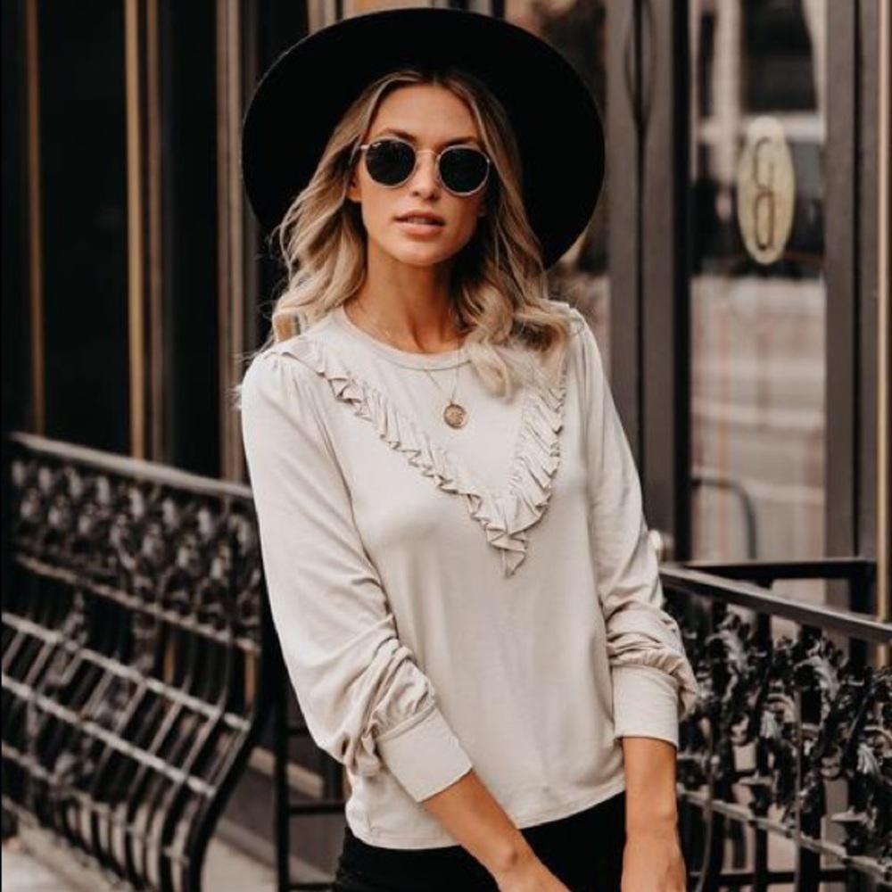 VICI Sincere Appreciation Long Sleeve Ruffle Top